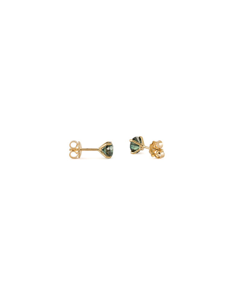 Cercei stud din aur de 18k cu diamante naturale de culoare verde-albastrui