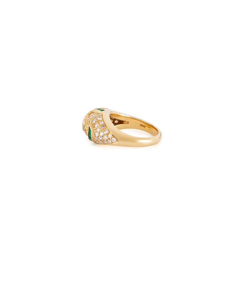 Inel din aur galben de 18k cu smaralde, rubine si diamante naturale
