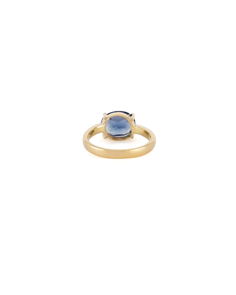 Inel din aur de 18k cu safir de sinteza albastru regal