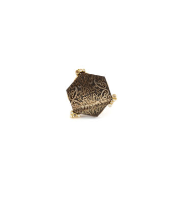 Inel din aur de 18k cu diamante naturale si sculptura in corn
