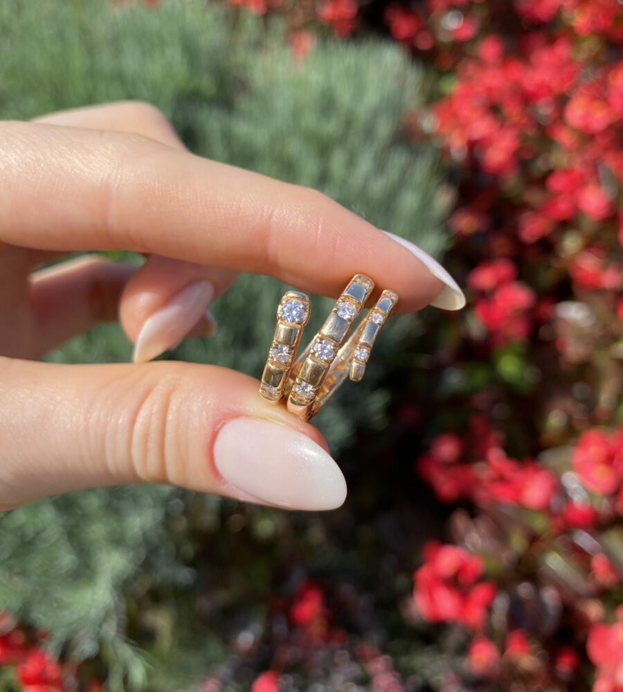Inel sarpe din aur de 18k cu diamante naturale