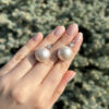 Cercei din aur alb de 18k cu perle si diamante naturale