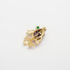 Brosa pestisor din aur de 18k cu sidef, jad, ametist, emaill negru si diamate naturale