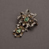 Brosa victoriana din aur de 18k si argint cu smaralde si diamante naturale