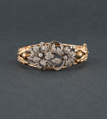 Bratara din perioada Art Deco, aur de 18k si platina cu diamante naturale