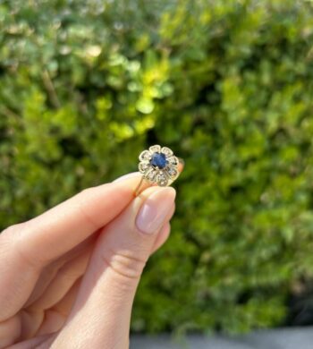 Inel din aur de 18k cu safire si diamante naturale