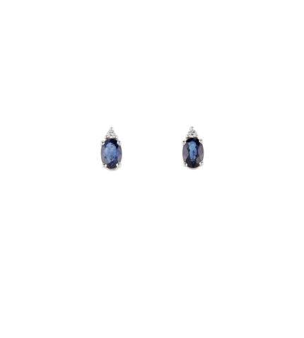 Cercei aur alb de 18k cu safire si diamante naturale