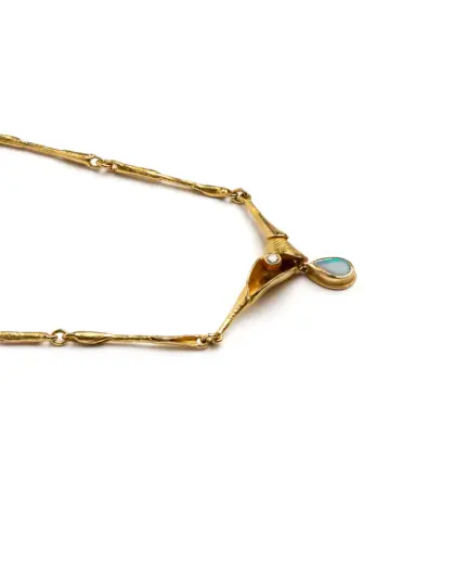 Colier din aur de 18k cu opal si diamant naturale