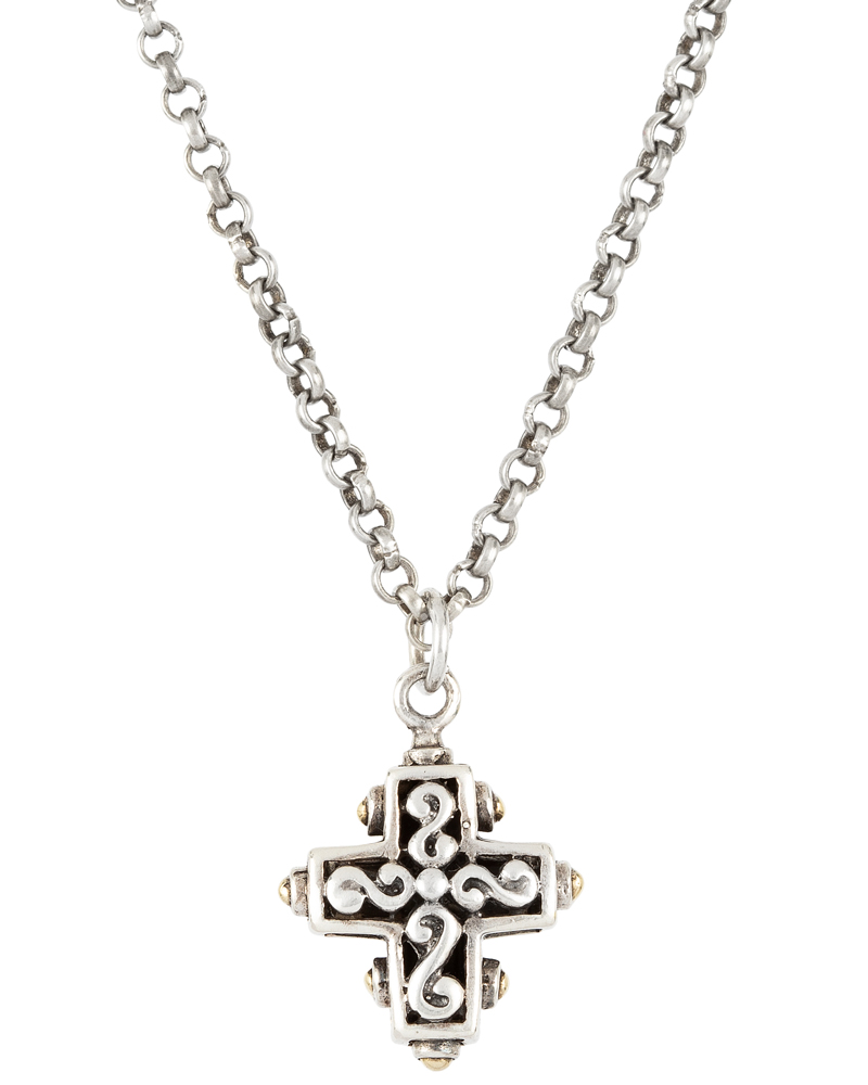 Cruciulita vintage cu lantisor din argint