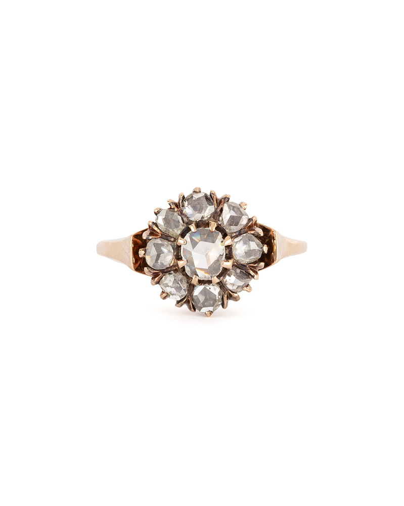 Inel vintage din aur de 14k cu diamante naturale
