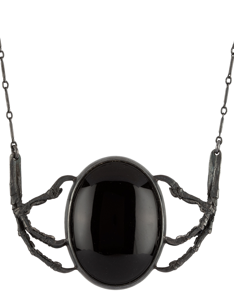 Colier creatie vintage din argint antichizat si onix